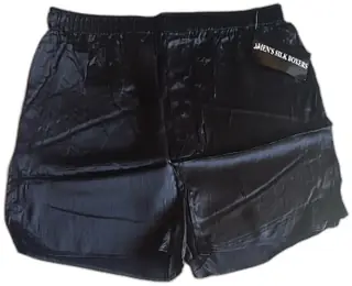 Mens 100 Percent Silk Boxers Black Size L New Old Stock Elastic Waist Made In China
