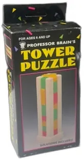 Professor Brain's Tower Puzzle Vintage 10 Piece Logic Game in Box Taiwan