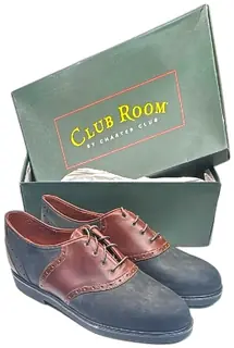 Club Room HarvardBLK Saddle Oxford Shoes Men’s 12M Black Brown Leather New