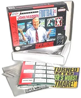 John Madden Football 93 Super Nintendo SNES Complete CIB Box Manual Poster EA Sports