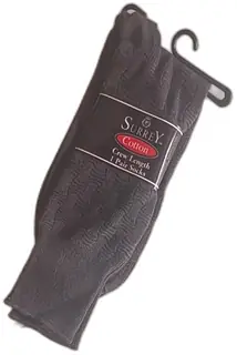 Surrey Cotton Crew Length Black Men Socks Size 10-13 One Pair Style 13228 USA