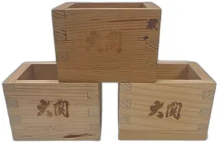 Japanese Cedar Masu Sake Cups Set Of 3 Traditional Wooden Square 4 Inch