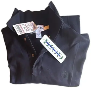 Izod Mens Polo Shirt Black Large 100 Percent Cotton USA Crest Embroidery New Tags