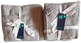 Room Essentials Hand Towel and Washcloth Set Flat Gray 100 Percent Cotton New Packs