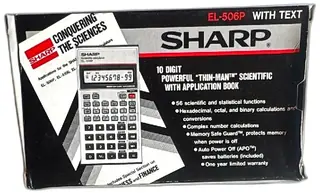Sharp EL-506P Scientific Calculator Vintage 10 Digit Thin-Man With Text Boxed