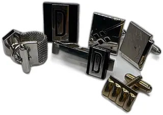 Vintage Swank Silver Tone Cufflinks And Tie Clip Lot Of 6 Mixed Designs