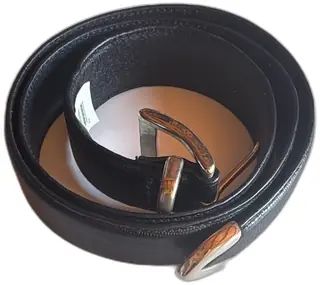 Black Textured Leather Belt Size 36 Silver Buckle Classic Unbranded Mens Accessory