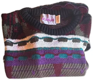 Monsuri Vintage Coogi Style Sweater X Large 100 Percent Acrylic Multicolor Unused