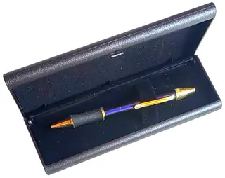 NaviSite Blue Gold Retractable Ballpoint Pen With Case Executive Logo Promo China