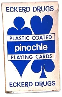 Vintage Eckerd Drugs Pinochle Plastic Coated Playing Cards Blue Box Hong Kong