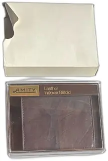Amity Mustang Leather Indexer Billfold Brown Vintage Wallet With Box New Old Stock