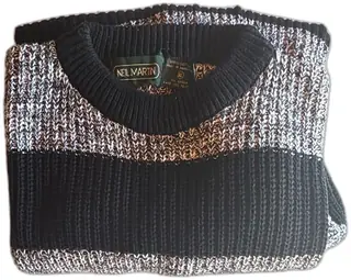 Neil Martin Men’s XL Black White Cotton Knit Sweater Bangladesh Unused Vintage