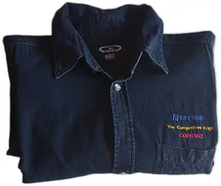 Informix Compaq The Competitive Edge Vintage Three Rivers Denim Shirt XL Blue