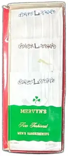 Mervyns Fine Fashioned Mens Handkerchiefs All Cotton Embroidered Monogram L Boxed