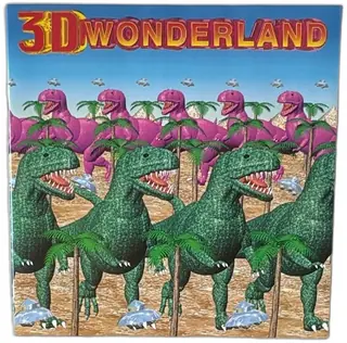 3D Wonderland Stereogram Art Book 1994 Optical Illusions Dinosaur Cover Japan Import
