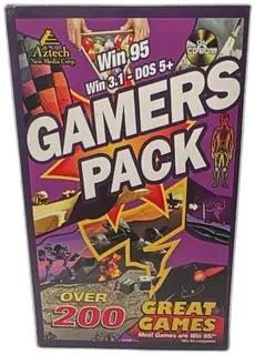 Aztech Gamers Pack Windows 95 3.1 DOS 5+ CD-ROM Over 200 Games Box Set