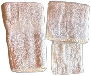 Elegance By Lady Pepperell 3 Piece White Cotton Bath Towel Set Unused Vintage