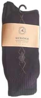 Merona Mens Dress Socks Argyle Pattern Size 10-13 Black New 70 Percent Cotton USA