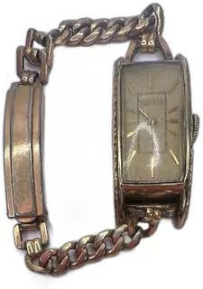 Vintage Bulova Rectangular Gold Filled Men’s Wrist Watch 12K Art Deco Working