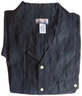 Breakwater Mens Black Silk Linen Cotton Shirt Large L Vintage Unused Long Storage