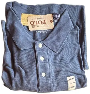 Cherokee Men Washed Polo Shirt Blue Cotton Size XL New With Tags Casual Top