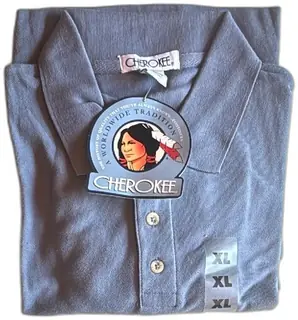 Cherokee Mens Polo Shirt XL Blue 100 Percent Cotton Vintage New With Tags