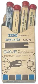 1968 Brady Quik-Latch LLF-1 Blue Self-Sticking Computer Tape Leaders Box Vintage