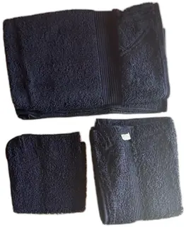 Elegance Ebony Black Towel Set By Lady Pepperell 100 Percent Cotton Vintage Unused US