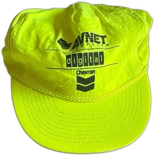 Vintage Avnet Computer Digital Chevron Neon Yellow Snapback Cap Mohrs One Size