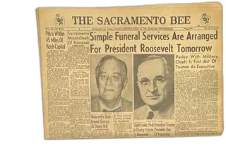 Sacramento Bee Newspaper April 13 1945 Franklin Roosevelt Funeral Historic Issue