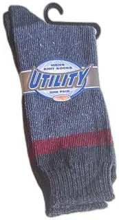 Utility Mens Knit Socks Size 10-13 Blue Red Stripe Vintage 1999 Cotton Blend