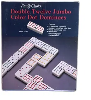 Pressman Family Classics Double Twelve Jumbo Color Dot Dominoes 91 Piece Set 199