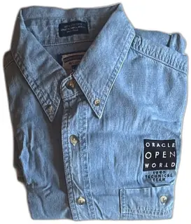 Lee Denim Collection Oracle OpenWorld 1996 Technical Team Shirt Large Blue Cotton