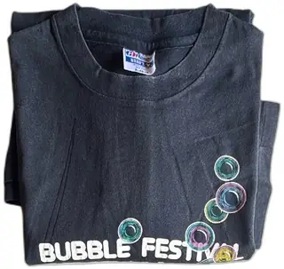 Vintage 1986 Bubble Festival T Shirt XL Hanes Beefy T Black San Francisco Exploratori
