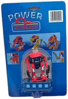 Power Workbot Wind Up Robot Toy Red Blue Vintage Carded Kids Goods 1990s