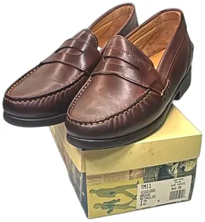 G.H. Bass Brown Reynolds Leather Penny Loafers Size 12M Classic Casual Shoes