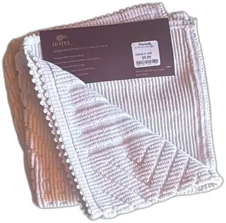 Hotel Jacquard Bath Rug 21x34 Inch White 100 Percent Cotton Absorbent New