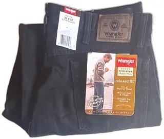 Wrangler Hero Five Star Relaxed Fit Jeans Black 38x30 Premium Denim New With Tags