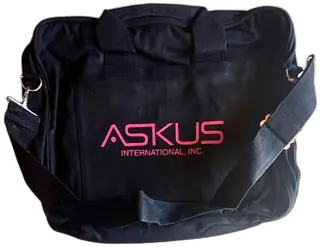 Askus International Inc Black Canvas Briefcase Shoulder Bag Unused Long Storage