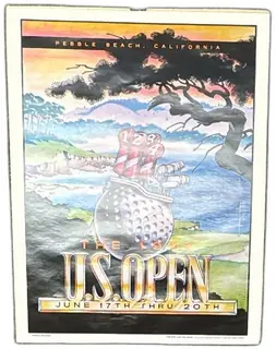 1982 US Open Golf Pebble Beach Official Poster 16x20 Mark Savee Bob Wecker Art