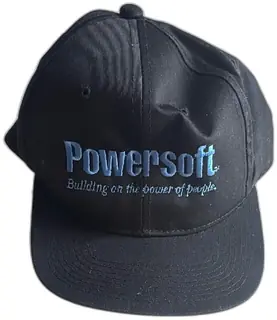 Vintage Powersoft Black Snapback Hat Yupoong 90s Promotional Cap Adjustable Cotton