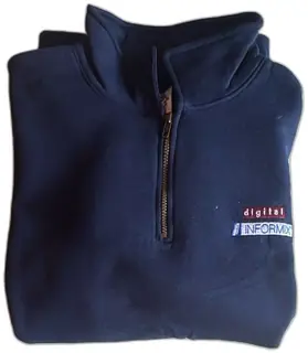 Vintage Jerzees Super Sweats XL Quarter Zip Sweatshirt Digital Informix Navy Blue