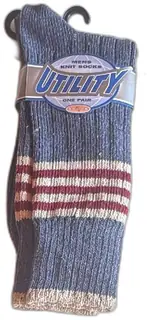 Vintage Utility Mens Knit Socks 10-13 Blue Striped Cotton Blend USA 1999 New