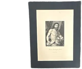 Antique Samson Breaking His Bonds Domenichino Blanchard Engraving George Barrie Pub