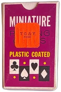 Vintage TG&Y Miniature Plastic Coated Playing Cards Red Box 2 Inch Collectible