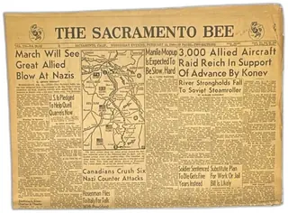 Sacramento Bee Newspaper February 14 1945 WWII Allied Advances Original Vintage