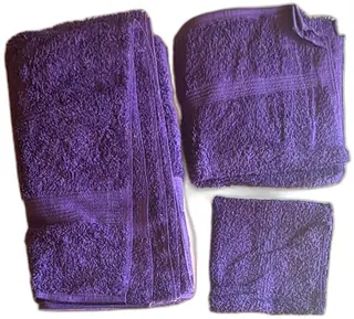 Elegance Lady Pepperell Towel Set Purple Cotton Bath Hand Washcloth Unused Vintage
