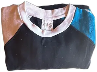 Adidas Originals Crewneck Sweatshirt XL Vintage Black White Blue Polyester Cotton