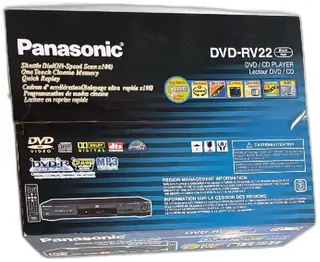 Panasonic DVD RV22 Black DVD CD Player Original Box Dolby Digital DTS MP3