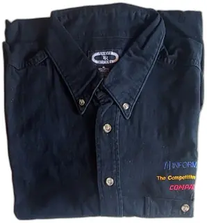 Three Rivers Informix Compaq Promo Shirt XL Button Down Black Cotton Vintage NOS